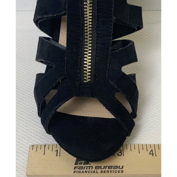 Charlotte Russe Black Strappy Open-Toe High Heel Sandals Bootie Zipper Size 8 - Picture 11 of 12